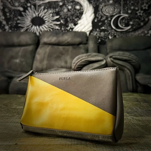 Furla Two-Tone Yellow and Gray Cosmetic Bag Furla Eva Air bag - Picture 8 of 15